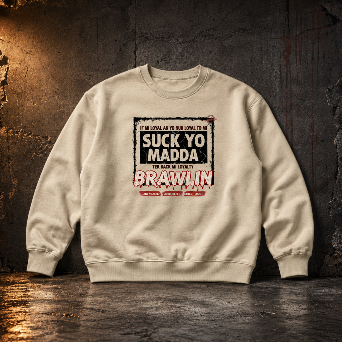 Graphic Sweatshirt Camel front ultra-realistic product view