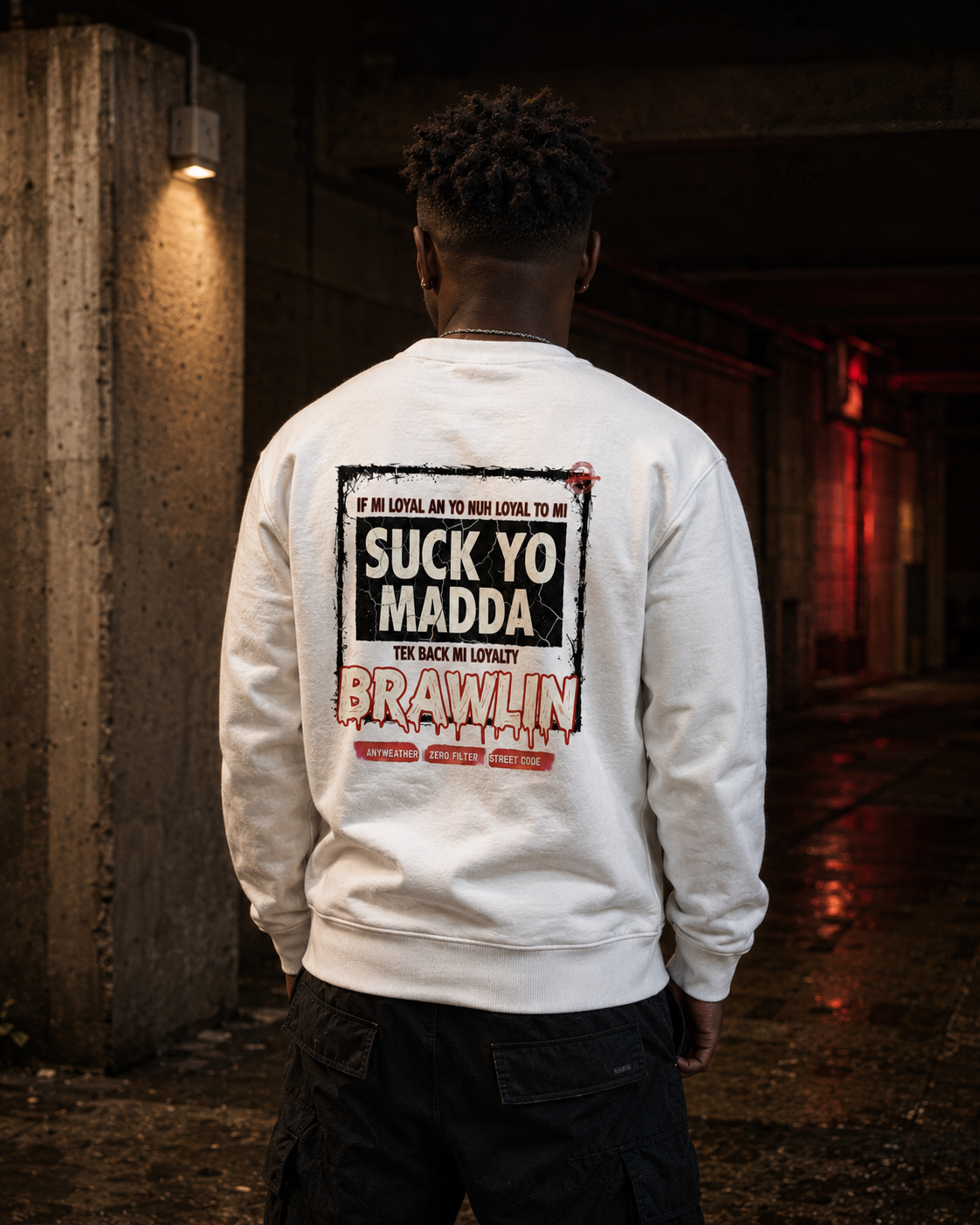 Graphic Sweatshirt White male model back lifestyle view