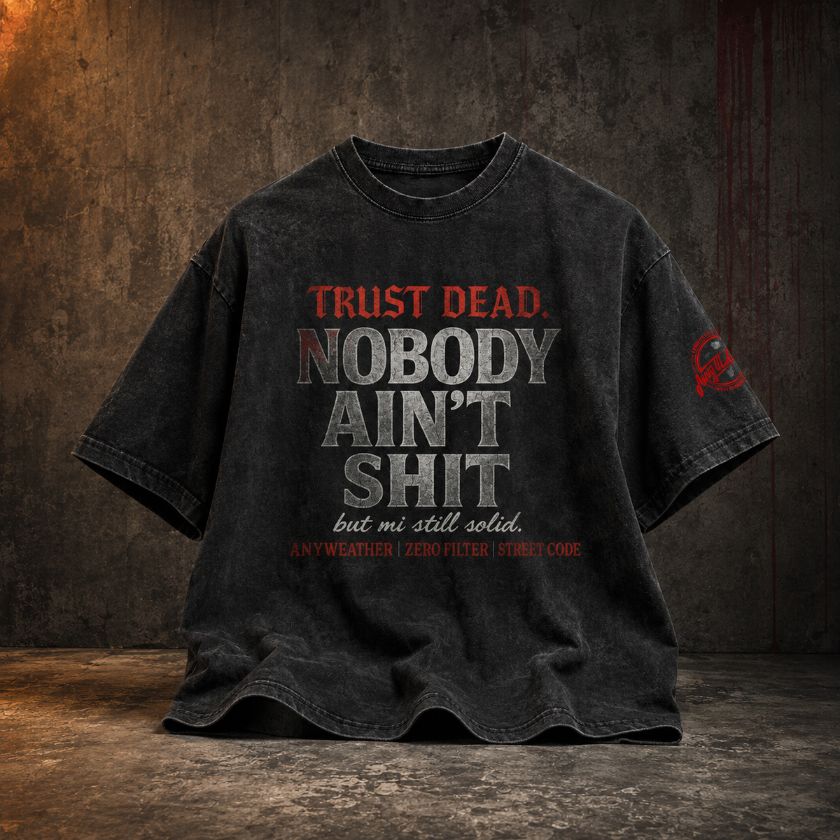 Black Nobody Ain't Shit oversized T-shirt premium product mockup