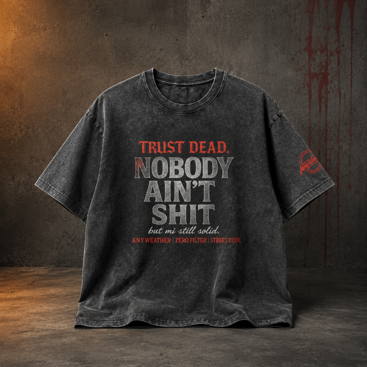 Pirate gray Nobody Ain't Shit oversized T-shirt premium product mockup