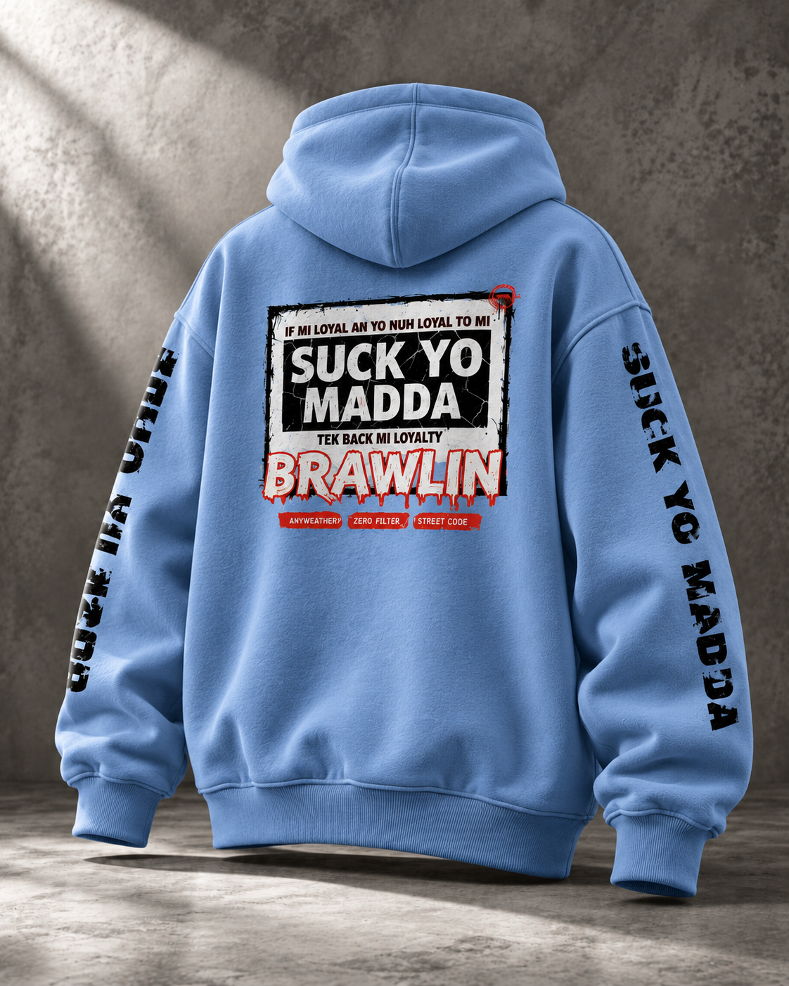 Oversize Fleeced Hoodie - Medium Blue back