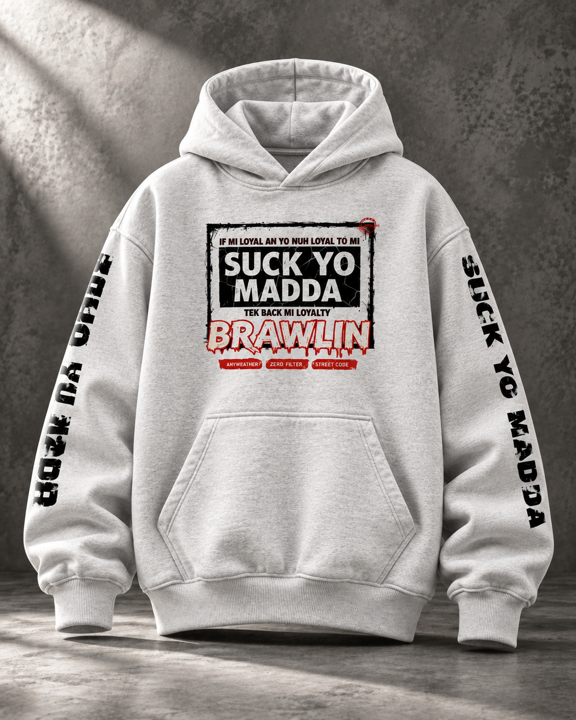 Oversize Fleeced Hoodie - Oat Gray front
