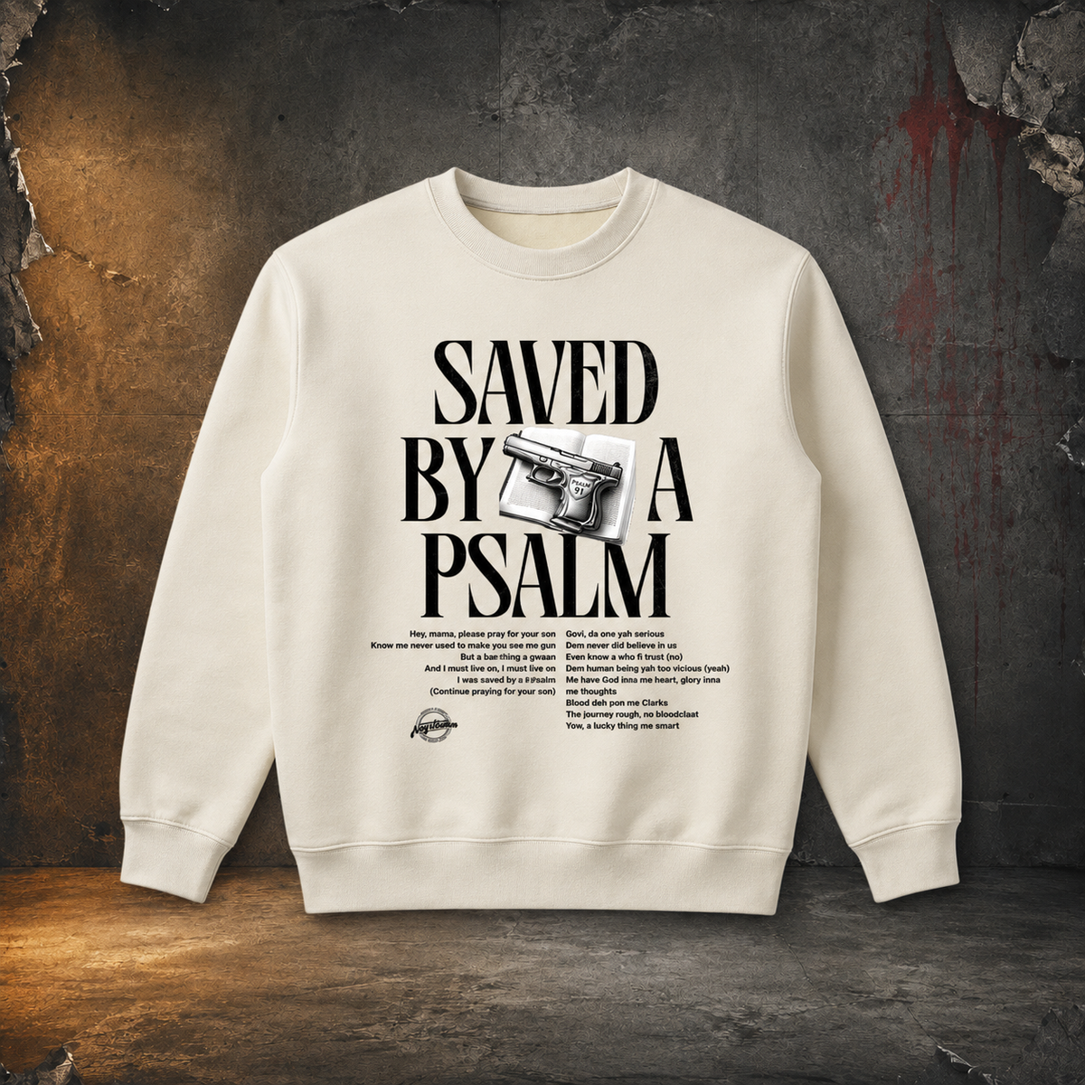Saved By A Psalm camel heavyweight crewneck — front