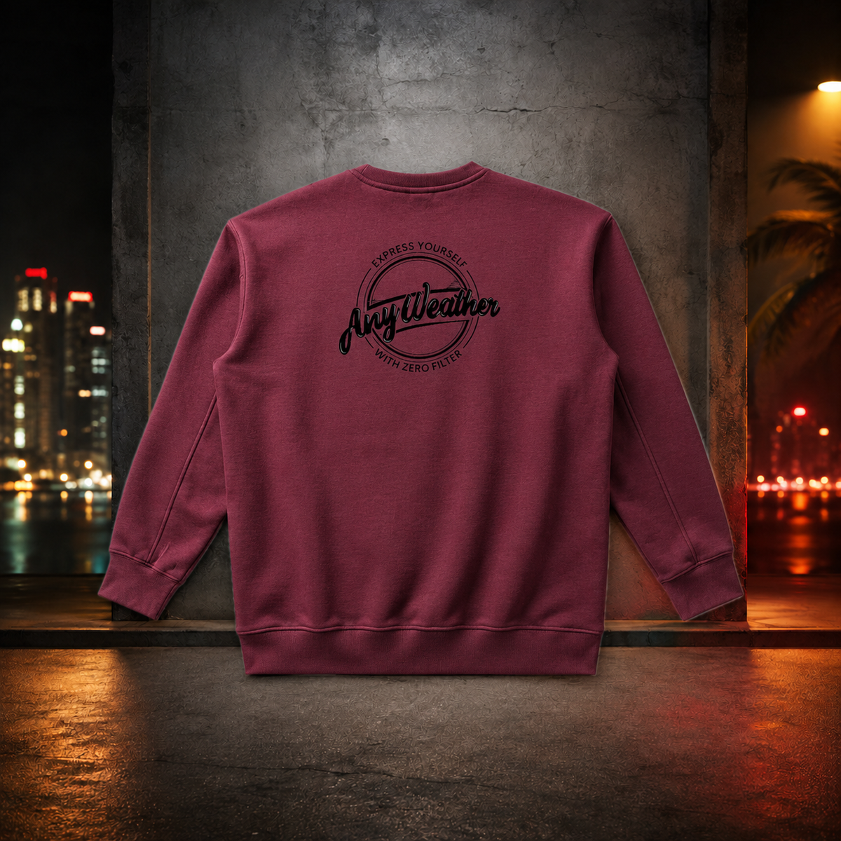 AnyWeather dull red heavyweight crewneck — back