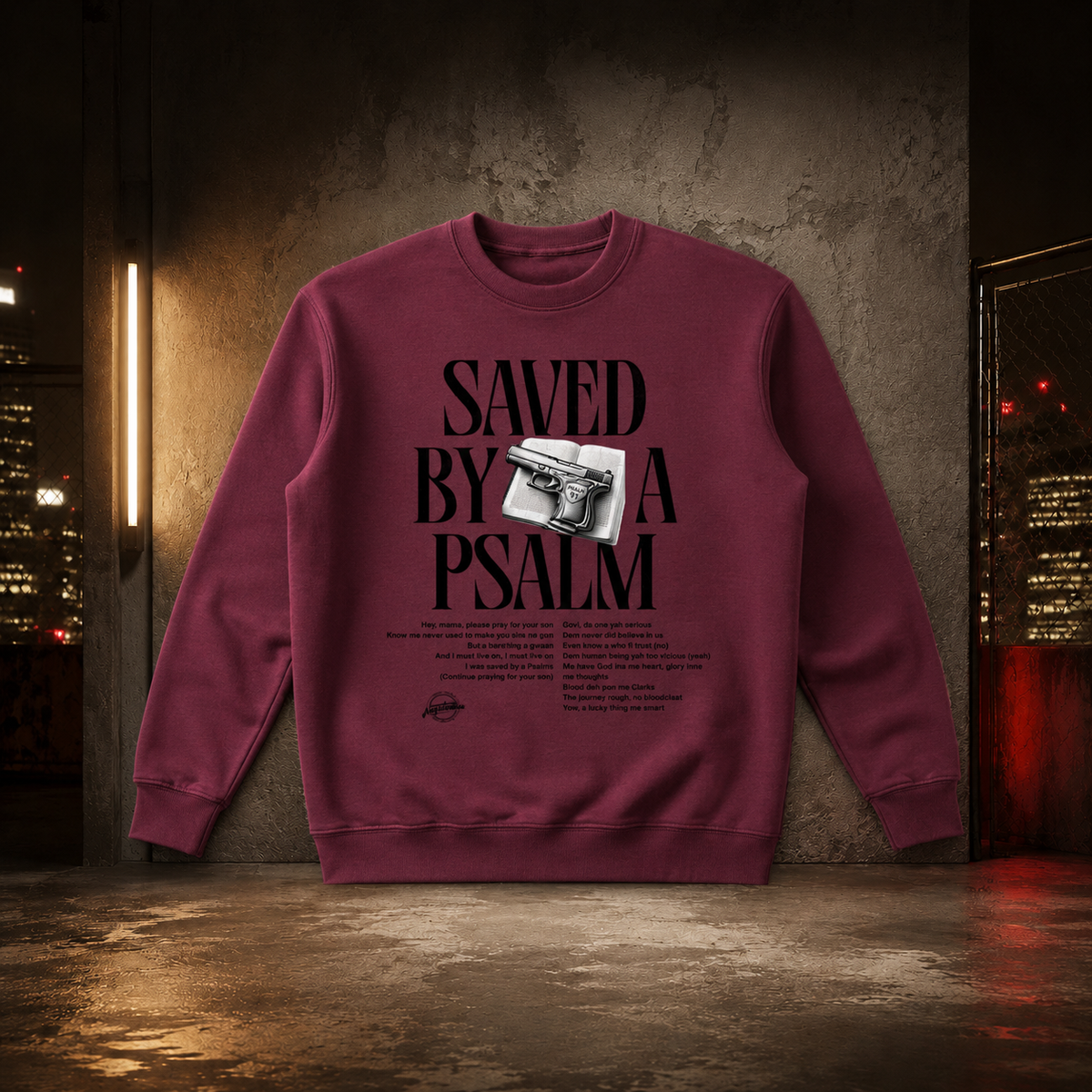 Saved By A Psalm dull red heavyweight crewneck — front