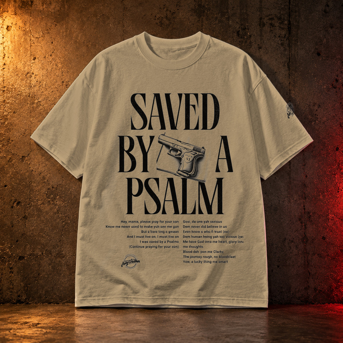 Saved By A Psalm Khaki cotton T-shirt ultra-realistic front product view