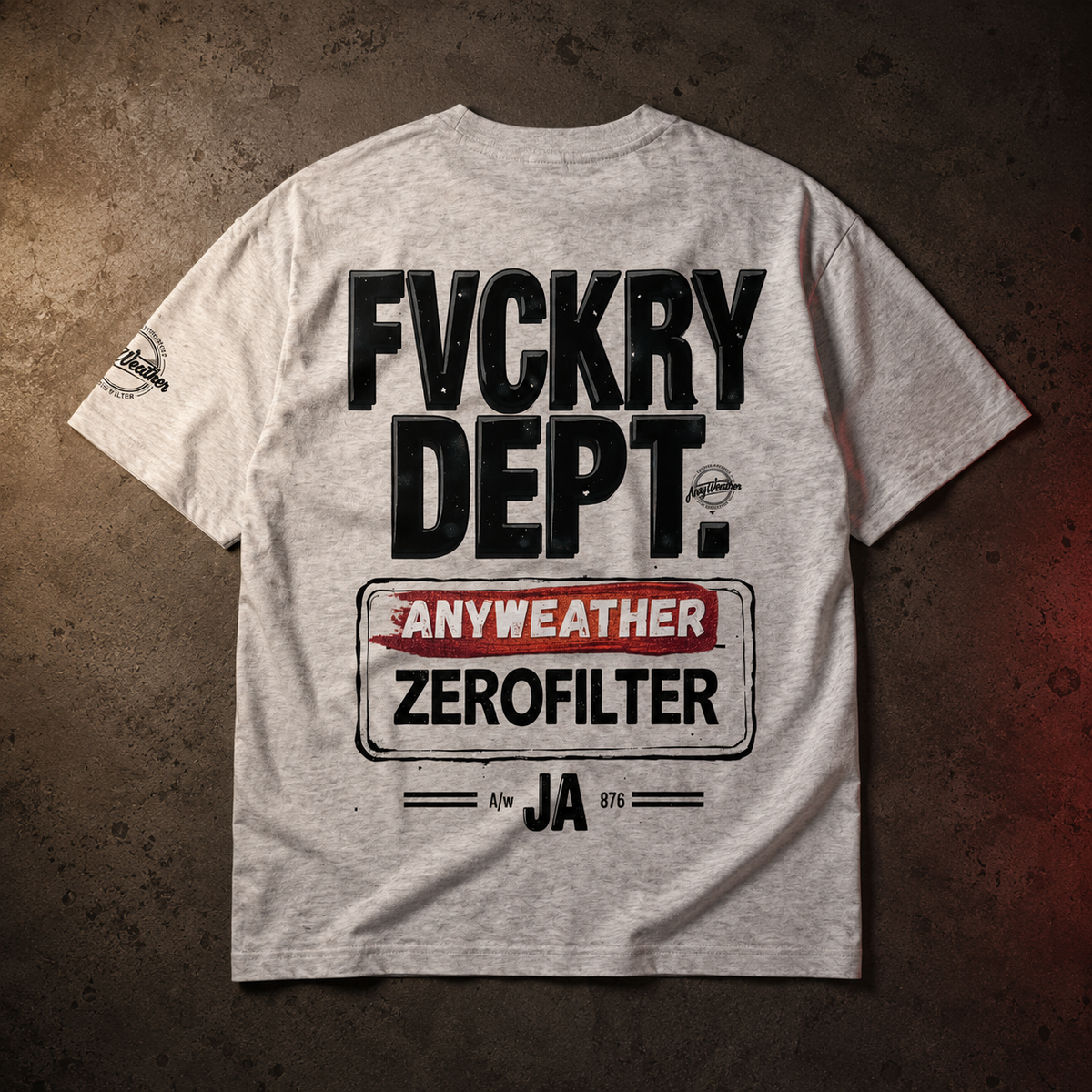 Flower Gray FVCKRY DEPT T-shirt back product view