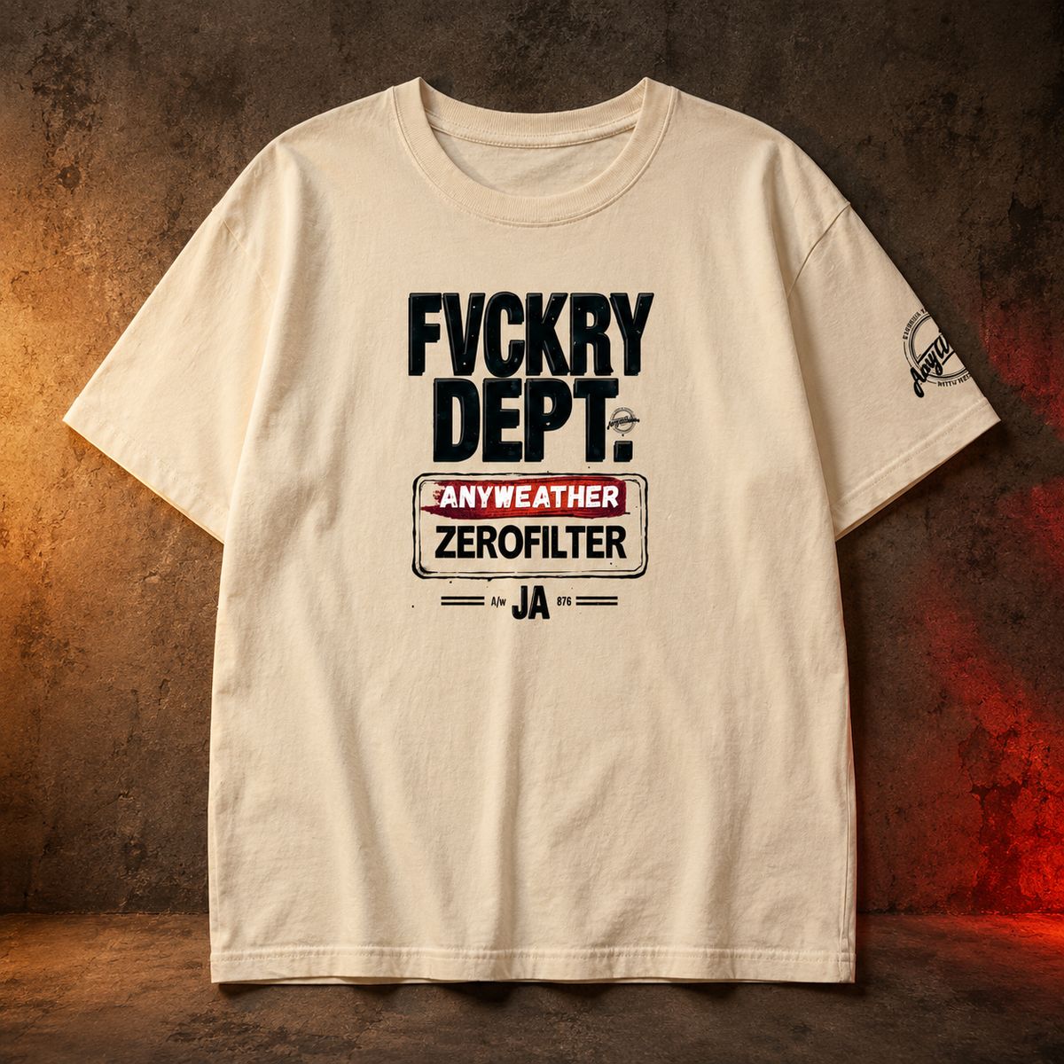 Light Apricot FVCKRY DEPT T-shirt front product view