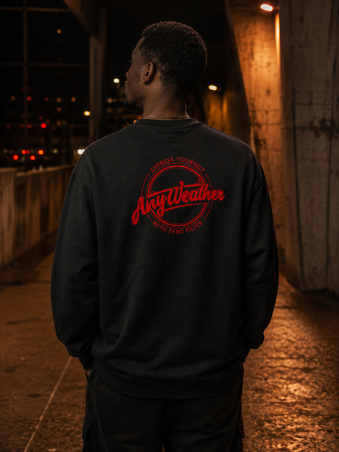 Male model wearing Fren Turn Snake Crewneck Black back