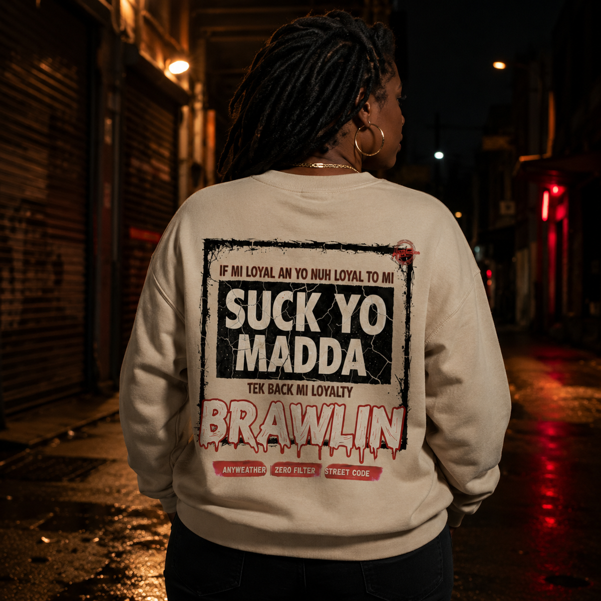 Graphic Sweatshirt Camel female model back lifestyle view