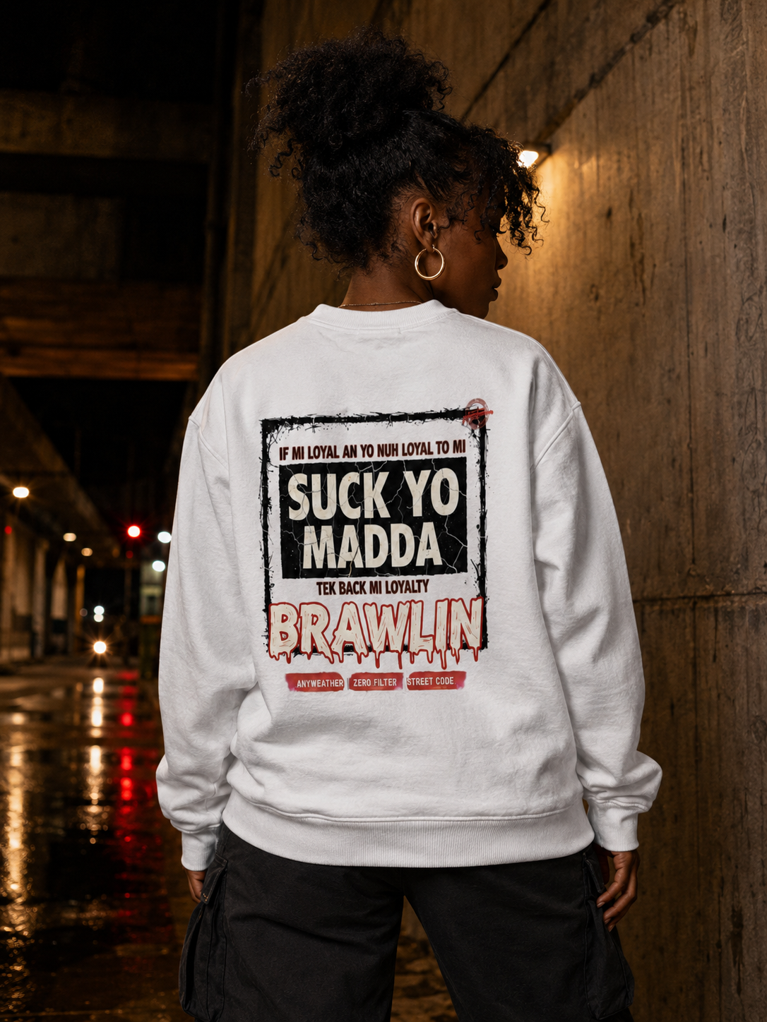 Graphic Sweatshirt White female model back lifestyle view