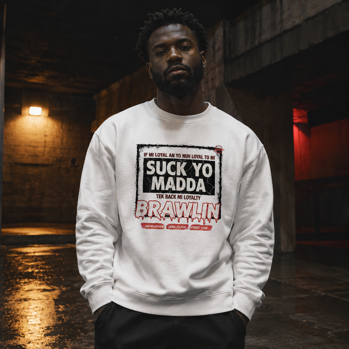 Graphic Sweatshirt White male model front lifestyle view