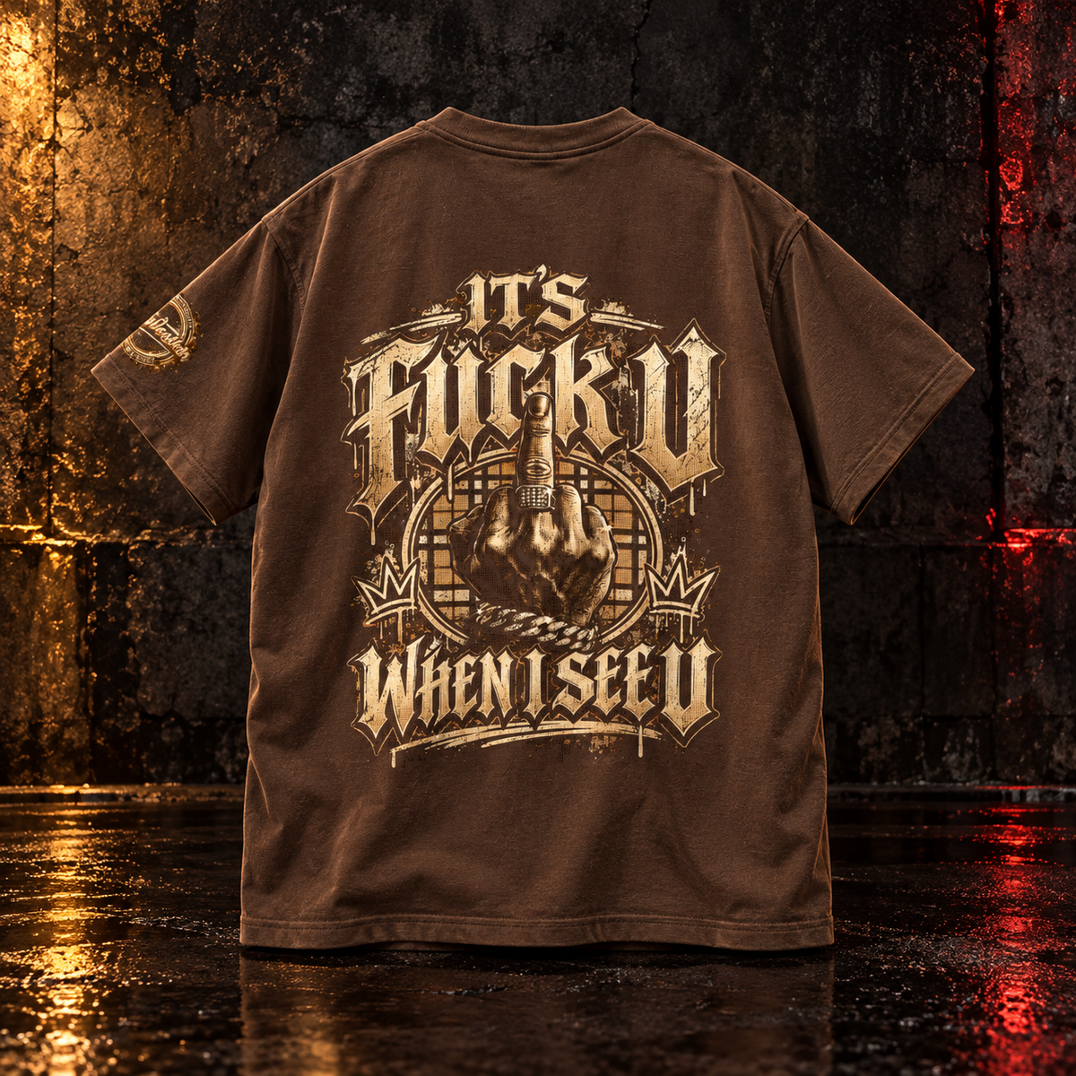 Coffee IT’S FUCK U WHEN I SEE U statement tee back mockup
