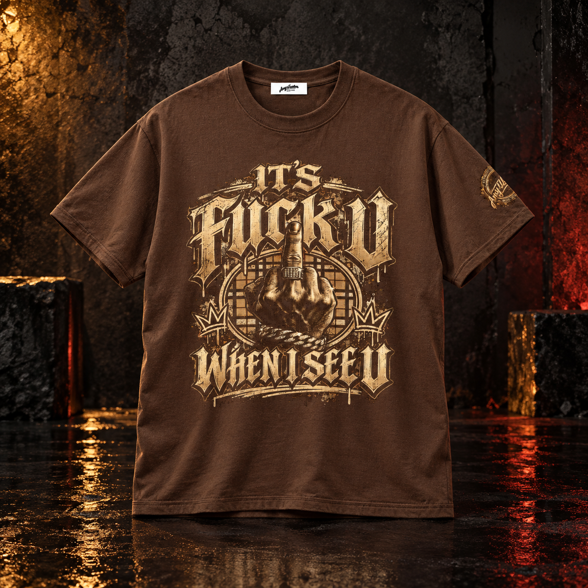 Coffee IT’S FUCK U WHEN I SEE U statement tee front mockup
