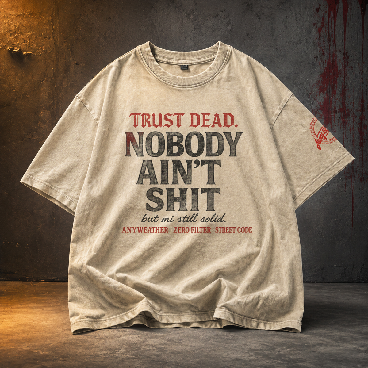 Apricot Nobody Ain't Shit oversized T-shirt premium product mockup