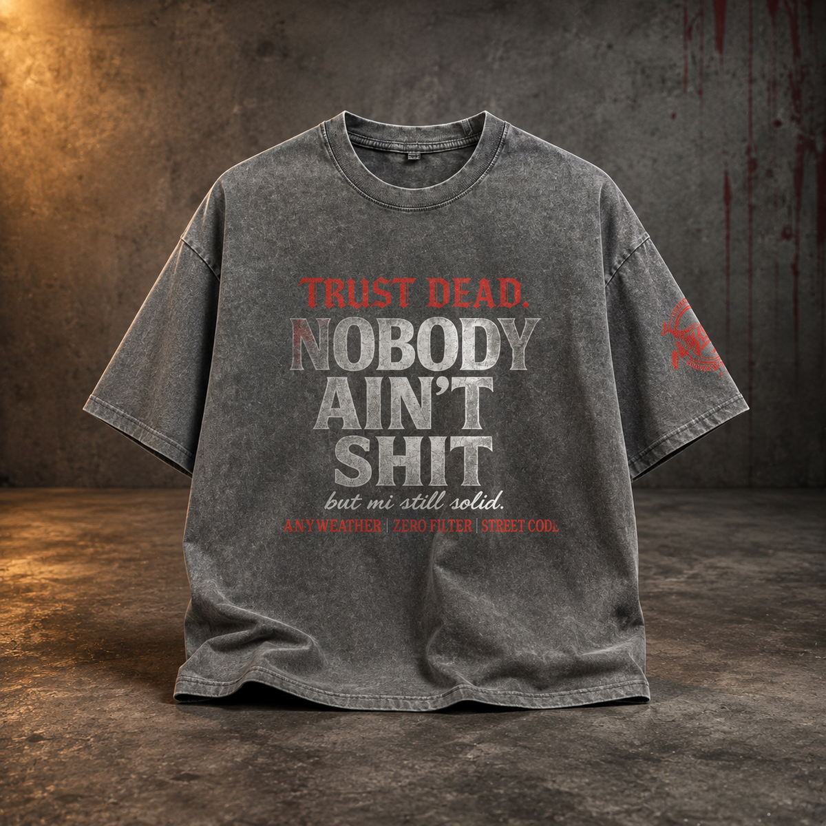 Light gray Nobody Ain't Shit oversized T-shirt premium product mockup