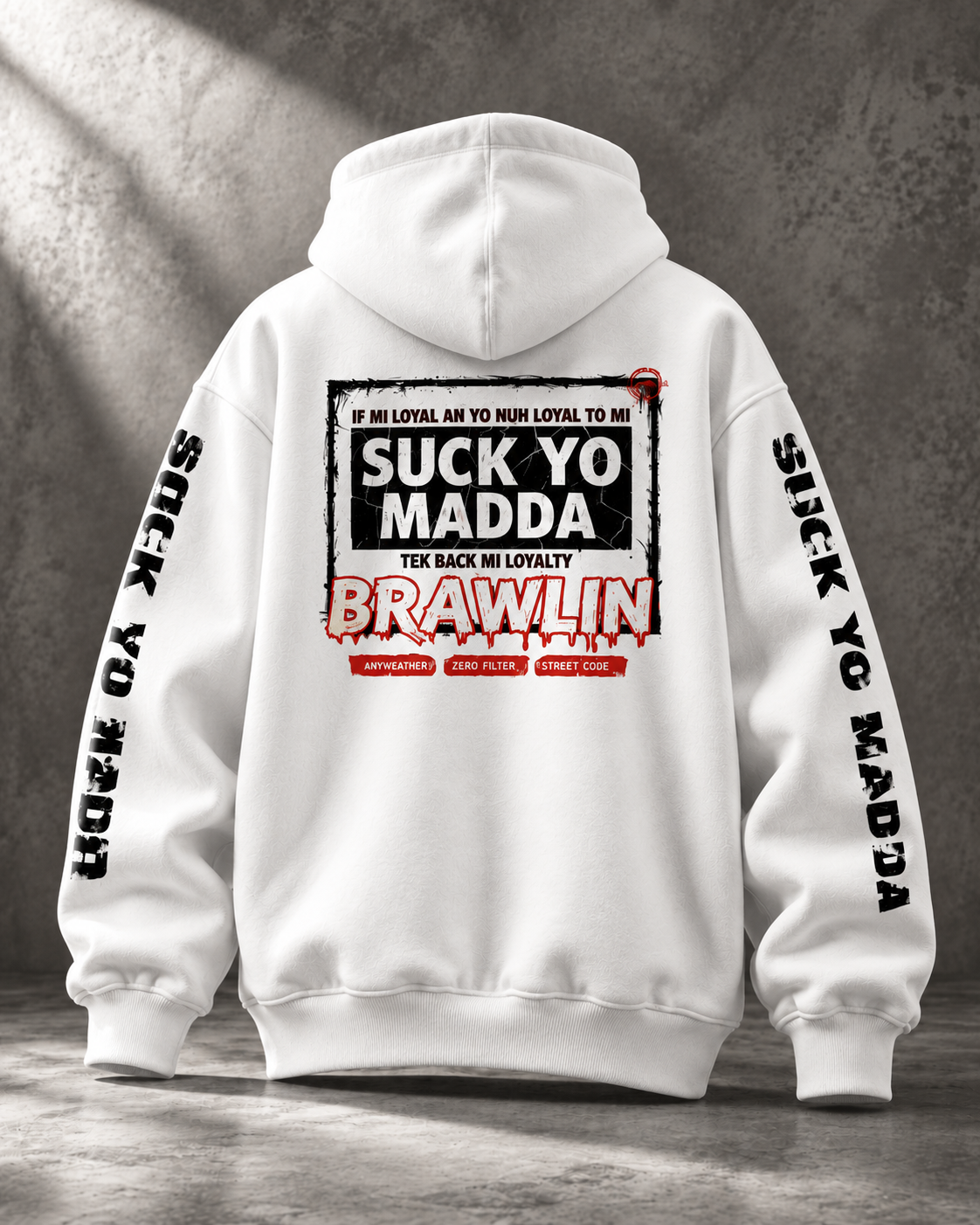 Oversize Fleeced Hoodie - White back
