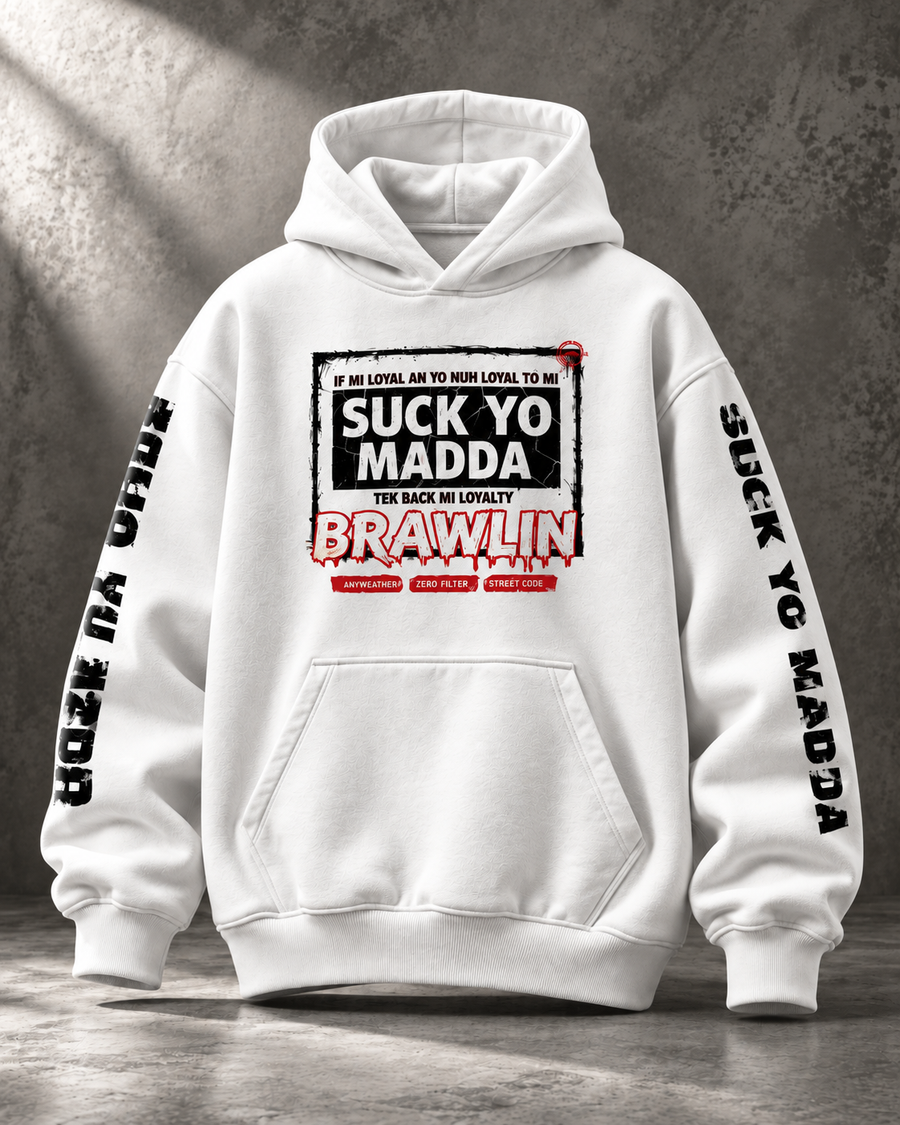Oversize Fleeced Hoodie - White front