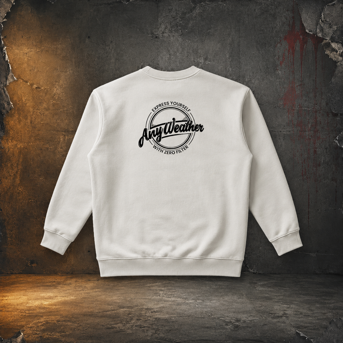 AnyWeather gray heavyweight crewneck — back