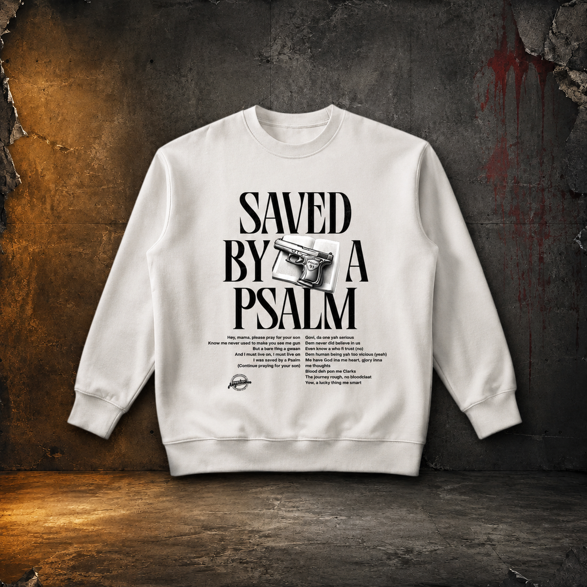 Saved By A Psalm gray heavyweight crewneck — front