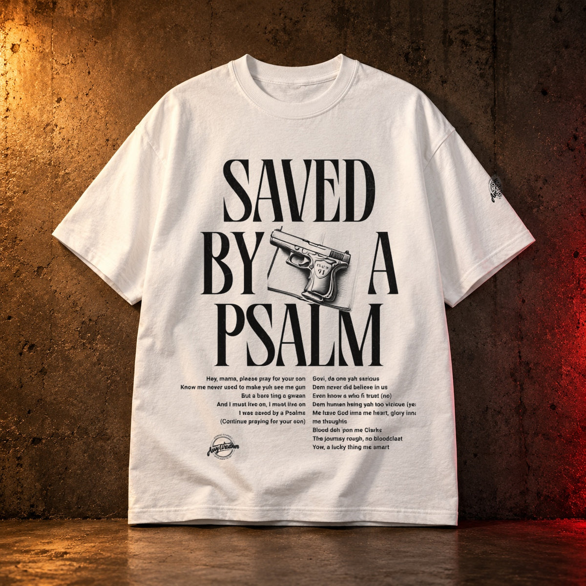 Saved By A Psalm Lucent White cotton T-shirt ultra-realistic front product view