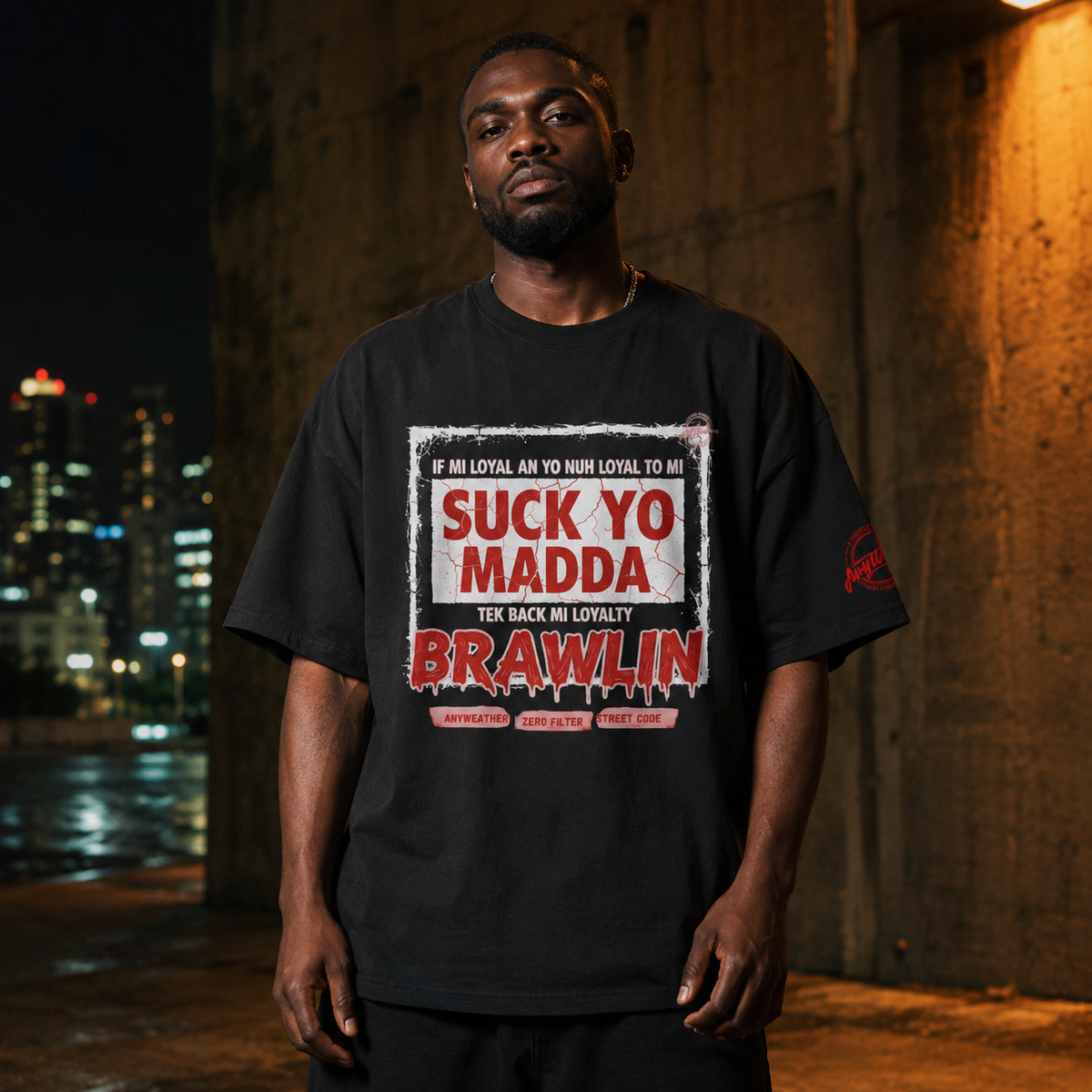 Streetwear T-Shirt Classic Black male model front view