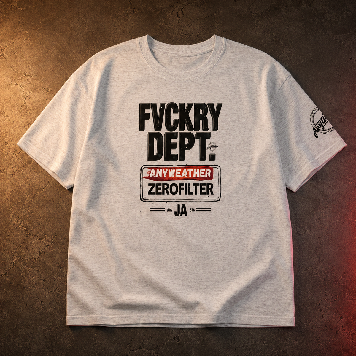 Flower Gray FVCKRY DEPT T-shirt front product view