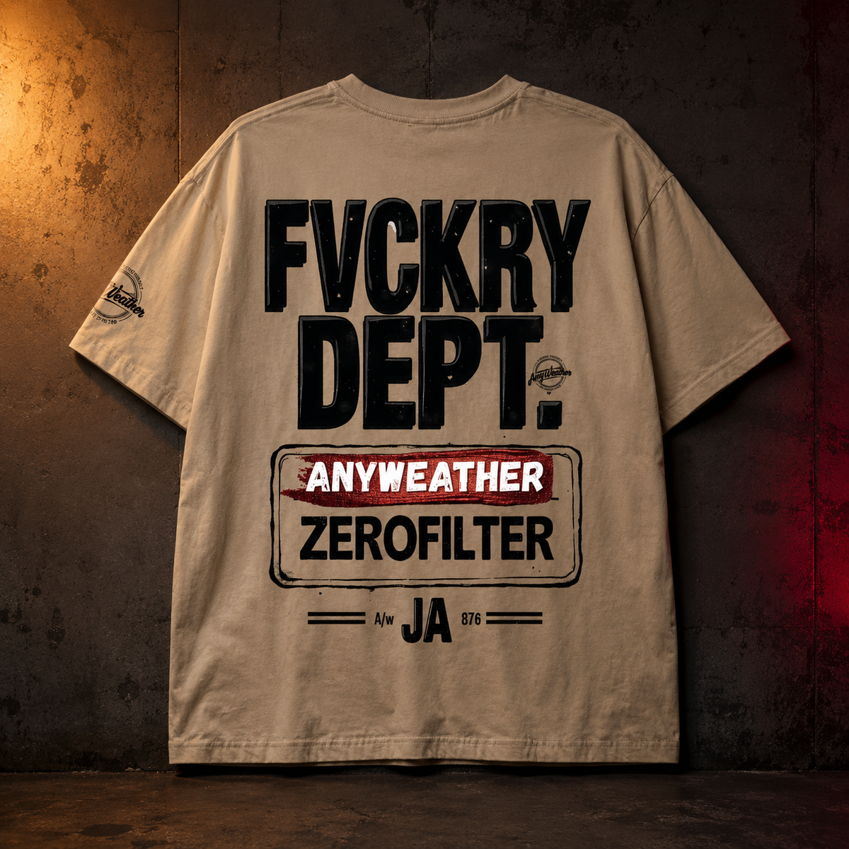 Khaki FVCKRY DEPT T-shirt back product view