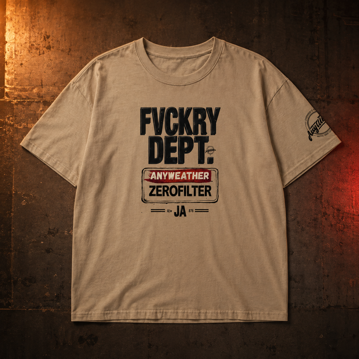 Khaki FVCKRY DEPT T-shirt front product view
